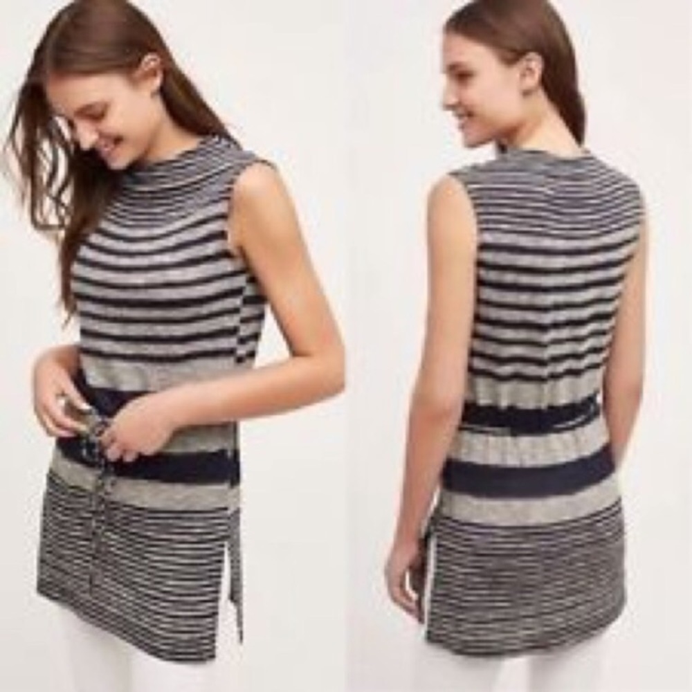 NWOT Anthropologie striped tunic w/ tie waist